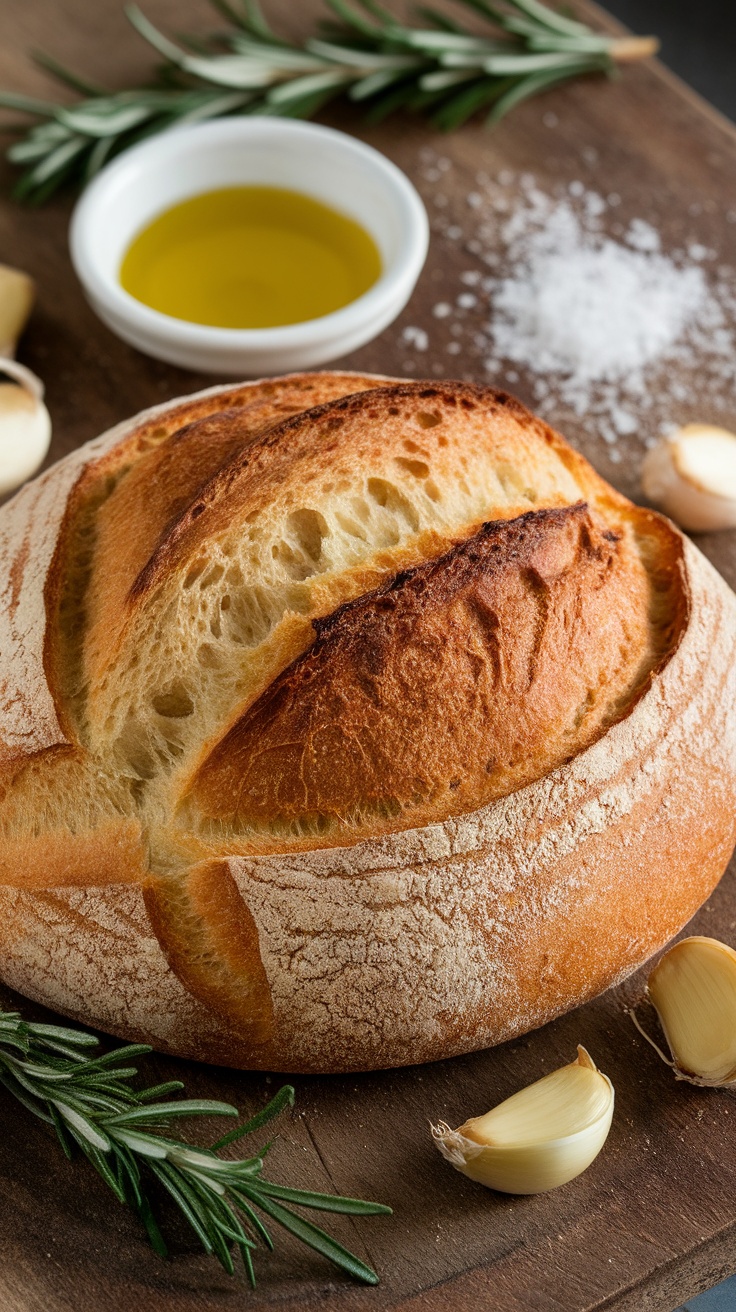 Rosemary and Roasted Garlic Artisan Bread Recipe